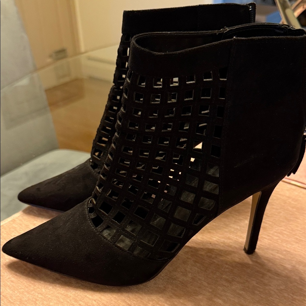 Aldo Black Mesh Heeled Boots